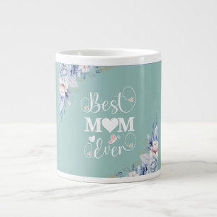 Caneca De Café Grande "Melhor Mãe Nunca" elegante presente floral