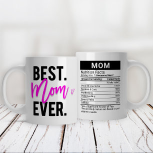 Caneca De Café Grande Melhor Mãe Rosa + Fatos Nutricionais,