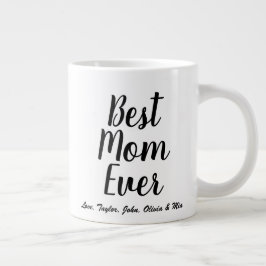 Caneca De Café Grande Melhor mãe - Script personalizado preto personaliz