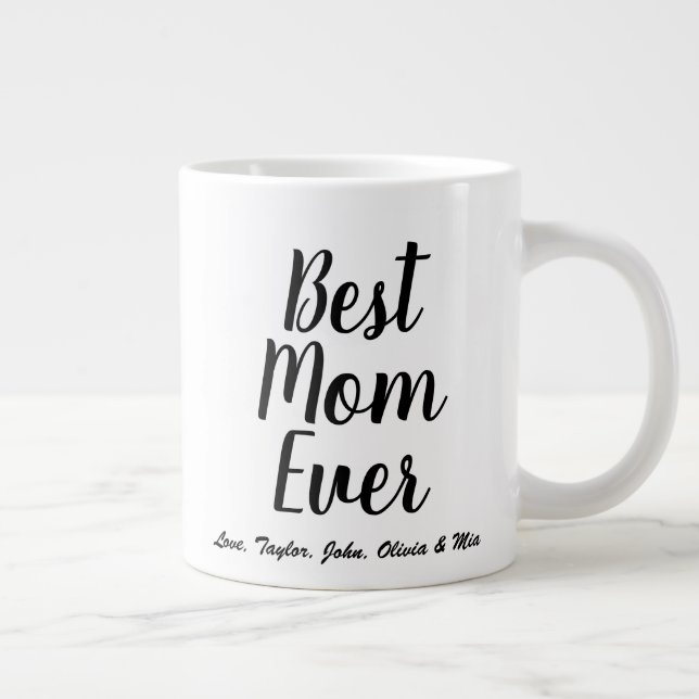 Caneca De Café Grande Melhor mãe - Script personalizado preto personaliz (Direita)