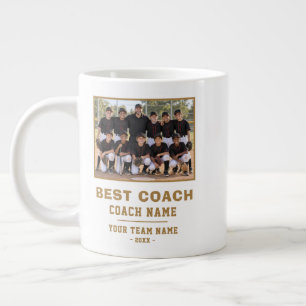 Caneca De Café Grande Melhor Nome da Equipe do Treinador Foto Obrigado