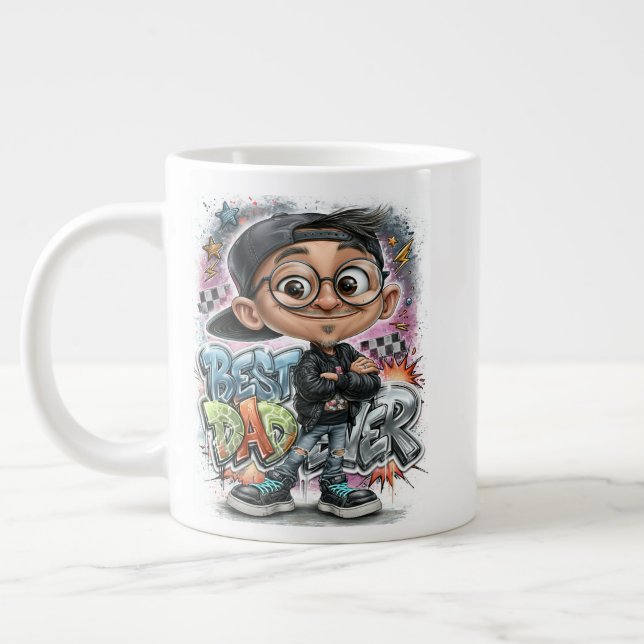 Caneca De Café Grande Melhor Pai com Grafite Fresco (Esquerda)
