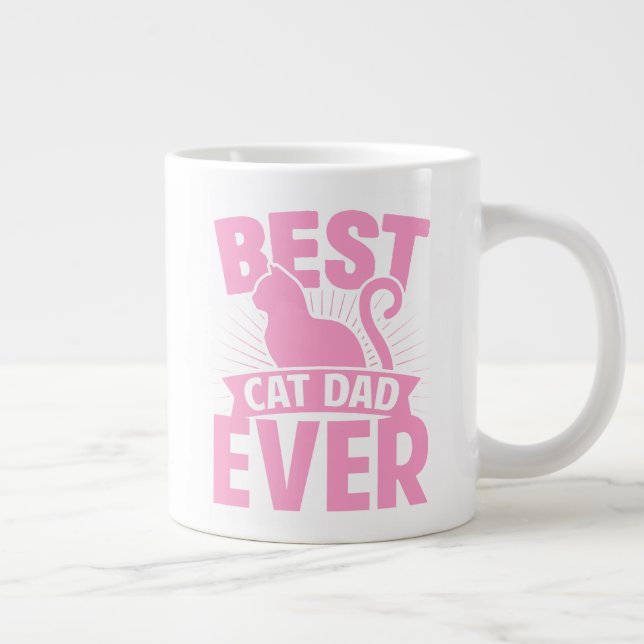 Caneca De Café Grande Melhor Pai De Gatos - Silhueta De Gato (Direita)