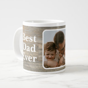 Caneca De Café Grande Melhor Pai de Todos Distressado grão de madeira rú