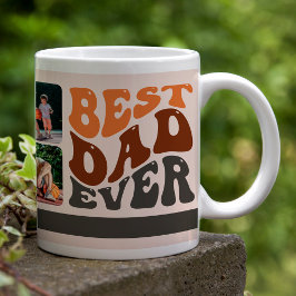 Caneca De Café Grande Melhor Pai de Todos Tipografia Retro Groovy e 4 Fo