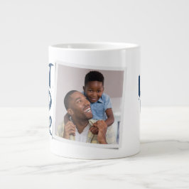 Caneca De Café Grande Melhor pai do mundo foto moderna azul Dia dos Pais