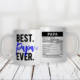 Caneca De Café Grande Melhor Papá Azul + Fatos Nutricionais,