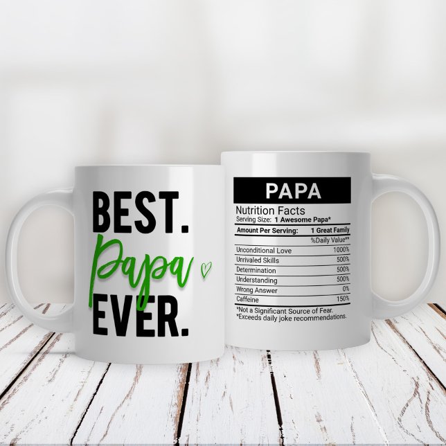 Caneca De Café Grande Melhor Papa Verde + Fatos Nutricionais, (Criador carregado)