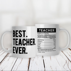 Caneca De Café Grande Melhor Professora Alguma Vez com Fatos Nutricionai