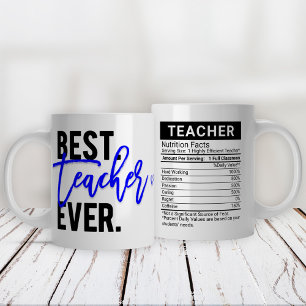 Caneca De Café Grande Melhor Professora Nunca Azul + Fatos Nutricionais