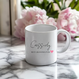 Caneca De Café Grande Melhor Vovó de Monograma   Mug Personalizado