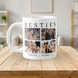 Caneca De Café Grande Melhores Amigos Colagem de Fotos Modernas Lembranç