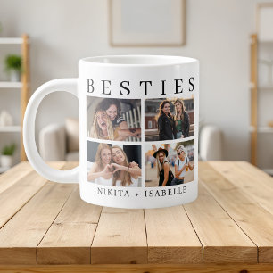 Caneca De Café Grande Melhores Amigos Colagem de Fotos Modernas Lembranç