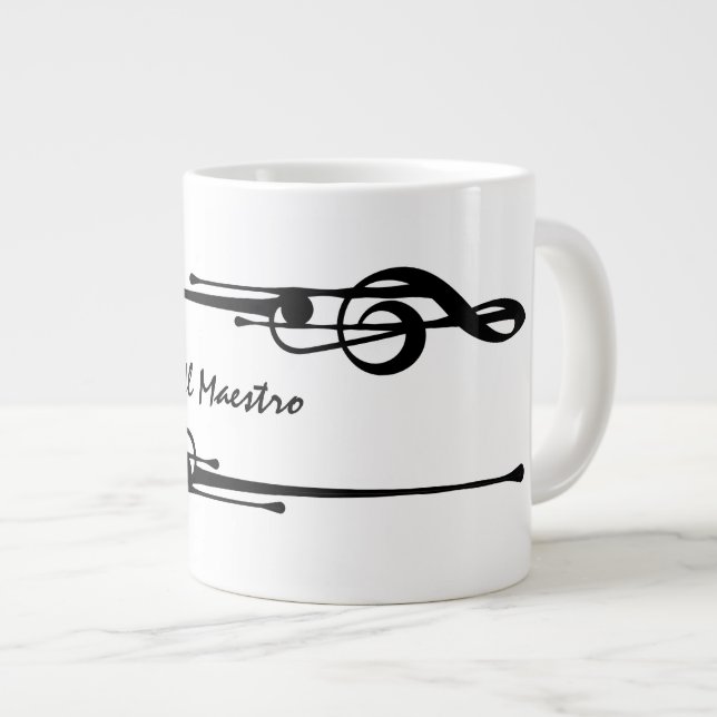 Caneca De Café Grande MELTPOINT WHITE Hot Black G Clef 'Il Maestro' (Frente Esquerda)
