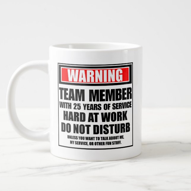 Caneca De Café Grande Membro Da Equipe De Alerta Com 25 Anos De Serviço (Esquerda)