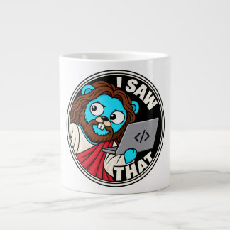 Caneca De Café Grande meme do Golang Gopher Jesus