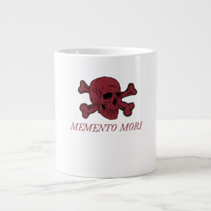 Caneca De Café Grande Memento Mori Vermelho Carmesim Caveira e Ossos Cru