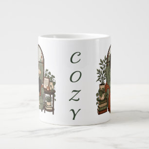 Caneca De Café Grande Menina Aconchegante Café Livros Dias Chuvosos Desi
