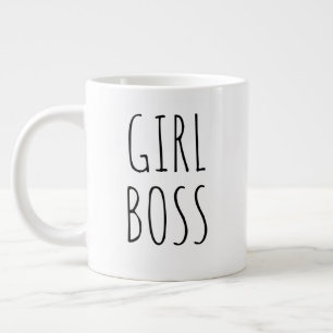 Caneca De Café Grande "Menina Chefe" Simples Farmhouse Moderna
