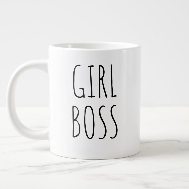 Caneca De Café Grande "Menina Chefe" Simples Farmhouse Moderna (Esquerda)