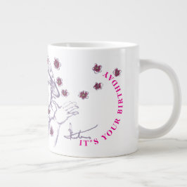 Caneca De Café Grande Menina feliz fofa desenhando