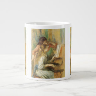 Caneca De Café Grande Meninas jovens no Piano por Pierre Renoir