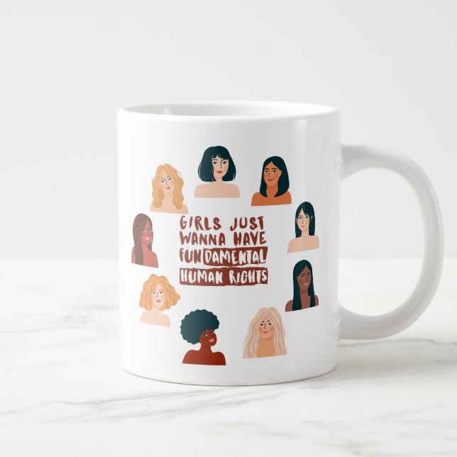 Caneca De Café Grande Meninas Só Querem Ter Direitos Humanos Fundamentai (Direita)