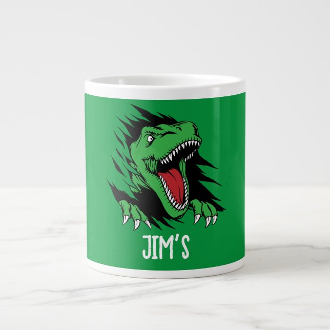 Caneca De Café Grande Meninos dinossauros (Frente)