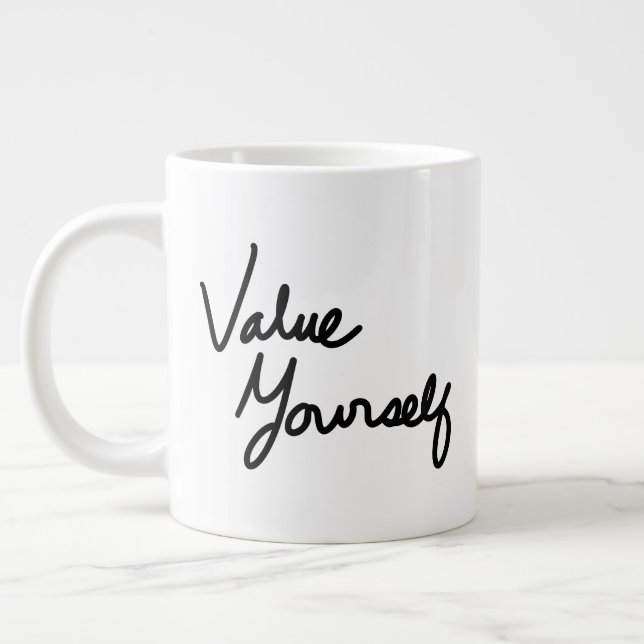 Caneca De Café Grande Mensagem Positiva de Valor para Autoatendimento (Esquerda)