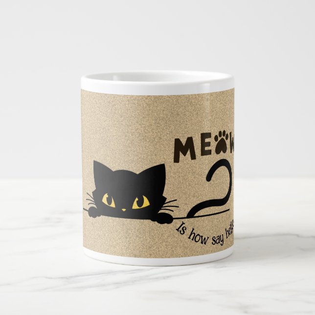 Caneca De Café Grande Meow é como eu digo olá, Specialty Mug (Frente)