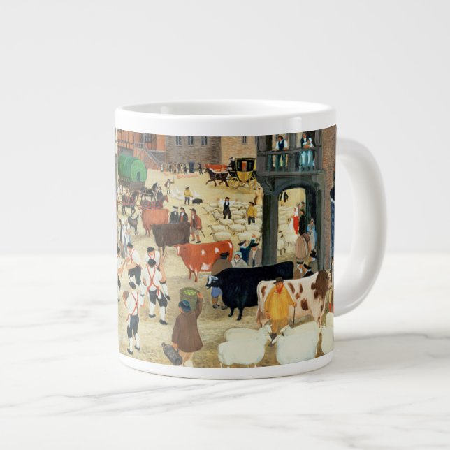 Caneca De Café Grande Mercado de gado do século XVIII (Frente Esquerda)