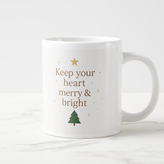 Caneca De Café Grande Merry & Bright | Minimalist Christmas Quote mug (Direita)