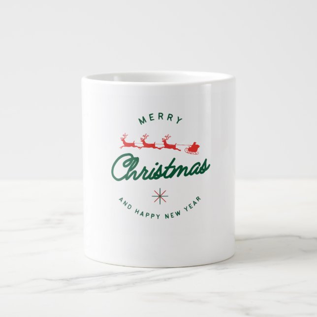 Caneca De Café Grande Merry Christmas and happy New Year  (Frente)