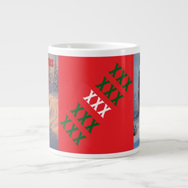 CANECA DE CAFÉ GRANDE MERRY CHRISTMAS BIG SNOWMAN WINTER SCENE (Frente)