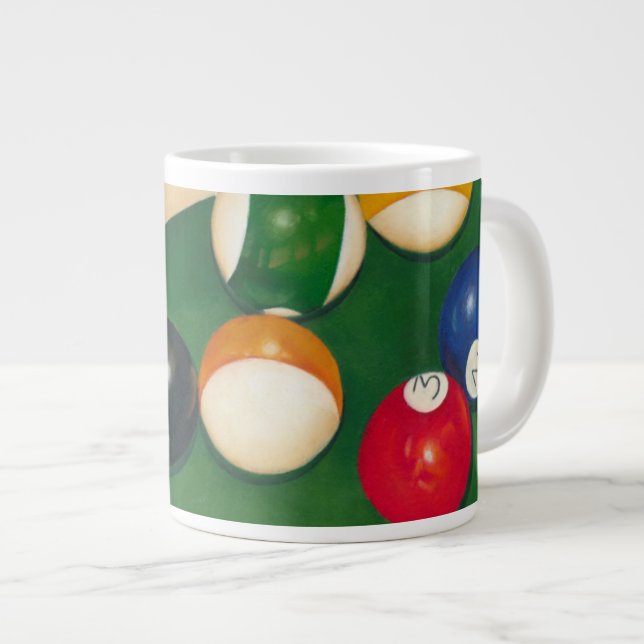 Caneca De Café Grande Mesa de Billiards da vida com bolas e giz (Frente Esquerda)