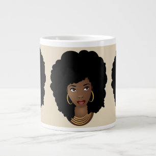Caneca De Café Grande Metas em Quadrado Afro-preto Beige