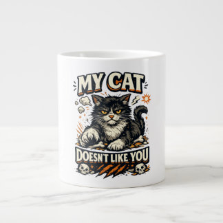 Caneca De Café Grande Meu Gato Não Gosta de Você Retro