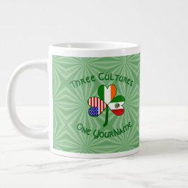 Caneca De Café Grande México Irlanda EUA Bandeira do Shamrock