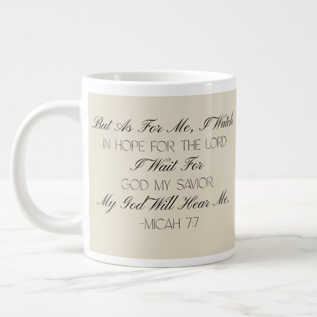 Caneca De Café Grande Micah 7:7 Hope Bible Verse Mug  (Esquerda)