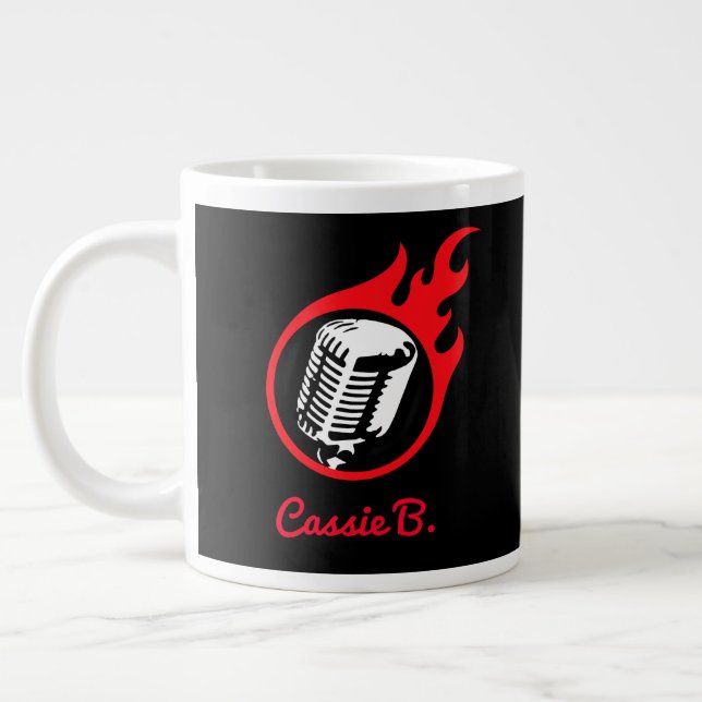 Caneca De Café Grande Microfone de Flaming Personalizado (Esquerda)