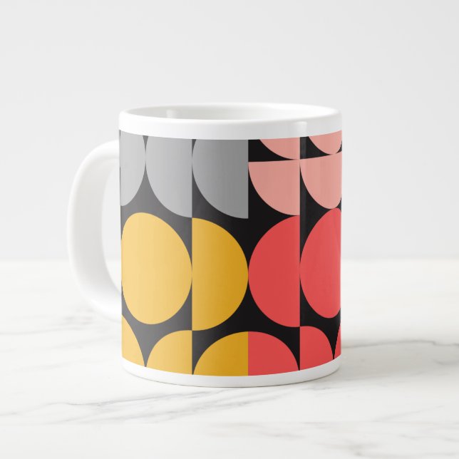 Caneca De Café Grande Mid-Century Modern Circles and Semicircles Design (Frente Esquerda)