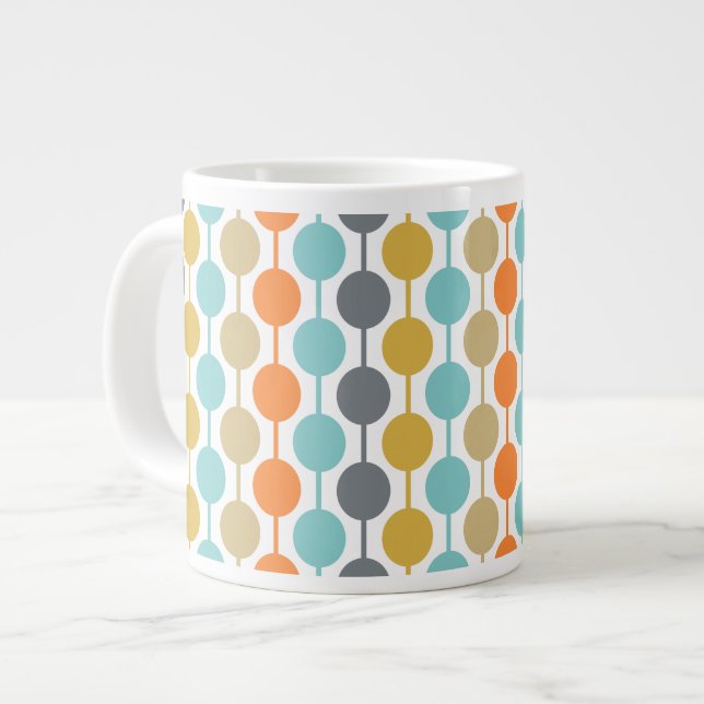 Caneca De Café Grande Mid-Century Modern Retro Geometric Circles Pattern (Frente Esquerda)