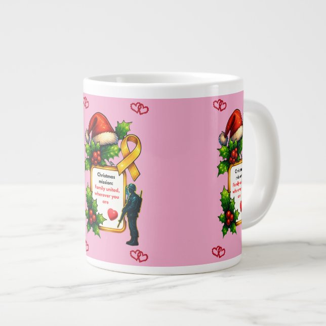 Caneca De Café Grande Military Christmas Family Matching – Christ (Frente Esquerda)