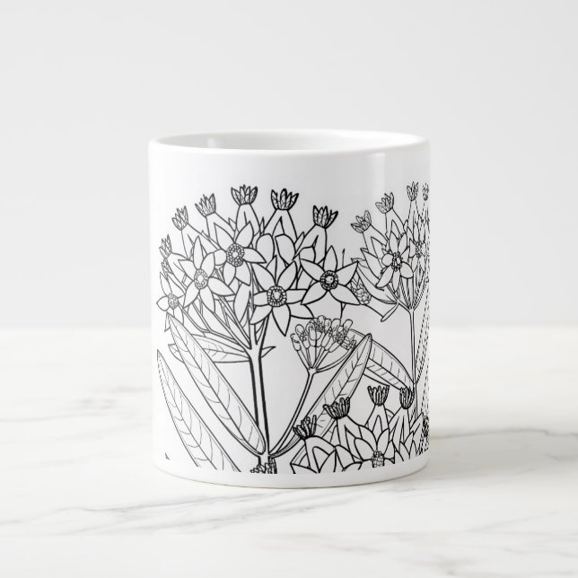 Caneca De Café Grande Milkweed - Asclepias syriaca - Planta Nativa (Frente)