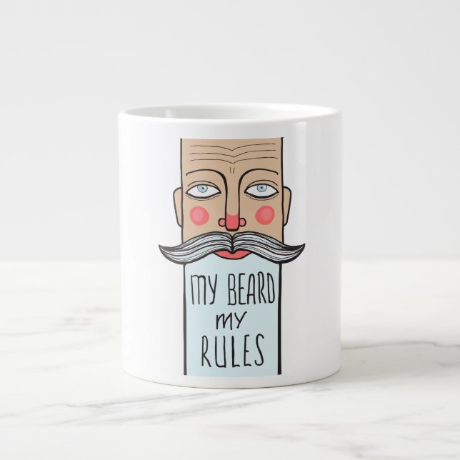 Caneca De Café Grande Minha Barba, Minhas Regras Jumbo Coffee Mug (Frente)
