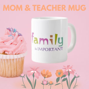 Caneca De Café Grande Minha família é importante, Palavras Coffee Mug