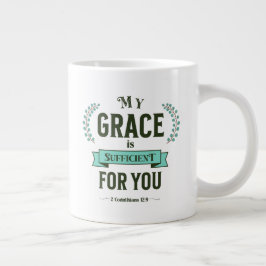 Caneca De Café Grande Minha Graça é Suficiente Escritura Azul Turquesa