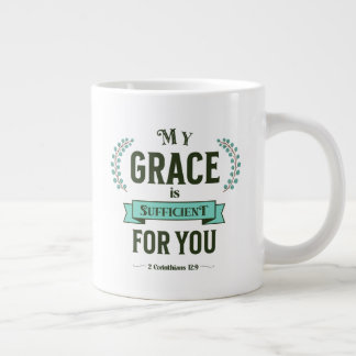 Caneca De Café Grande Minha Graça é Suficiente Escritura Azul Turquesa