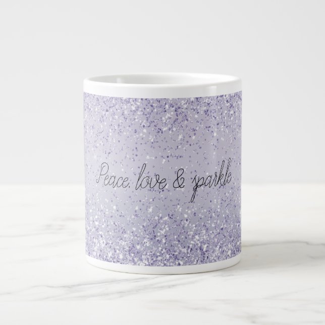 Caneca De Café Grande Minigráfico de Brilho de Lavanda Roxo (Frente)