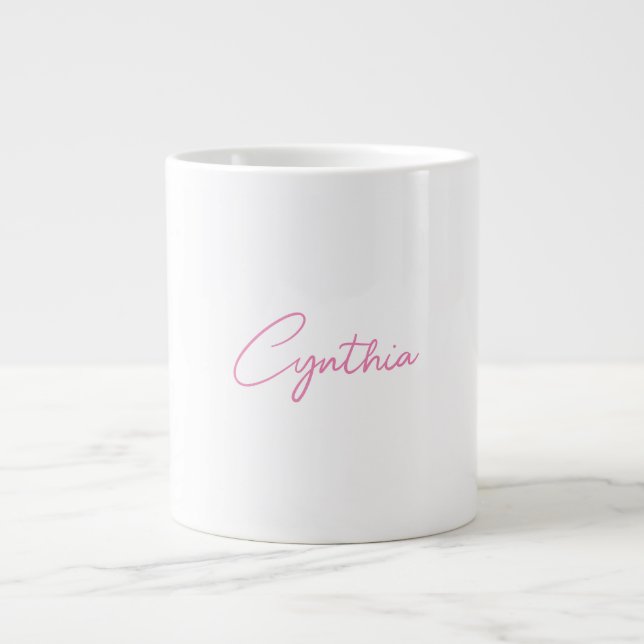 Caneca De Café Grande Mínima Moderna Caligrafia Simples Nome Adicionar (Frente)